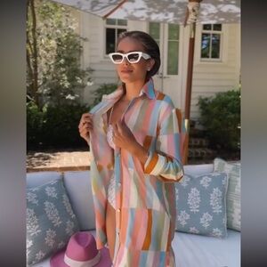 Hermoza x Julia Berolzheimer Marie Shirt Dress Gauze Cotton in Kaleidoscope​​